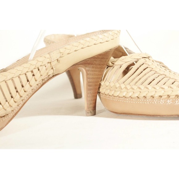 Ulla Johnson Woven Panel Mules Heels Latte Brown Basket Weave Braided 41 Shoes - Picture 11 of 16
